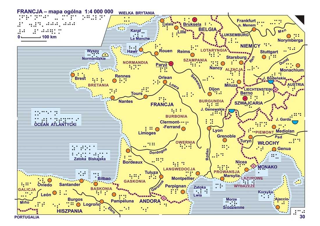 30 31 Francja Mapa Ogolna I Rzezba Terenu