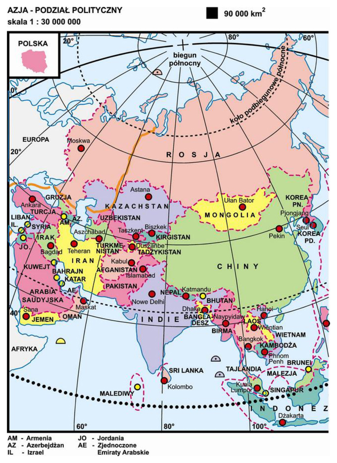 Konturowa Mapa Azji Z Rzekami Azja Stolice I Państwa Gra - STELLIANA NISTOR